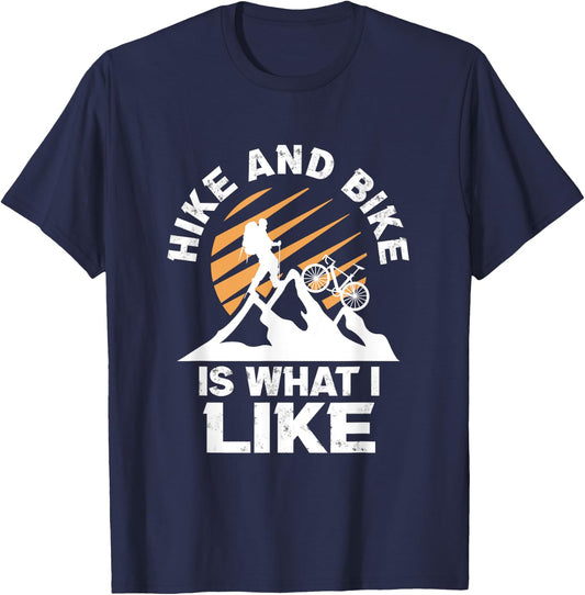 Hiking Mountains Bicycle Mountain Bike Biker Pedals Gift T-Shirt - T-Shirt | Navy