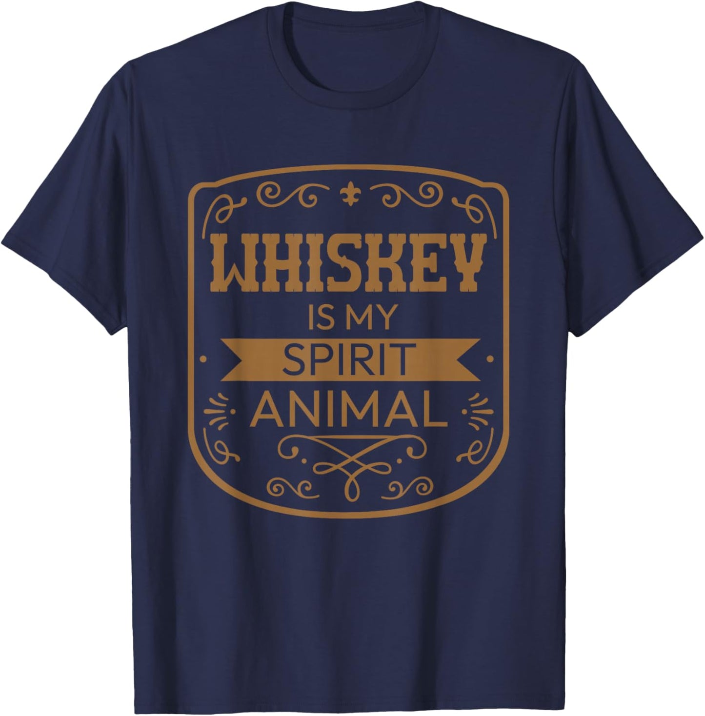 Whiskey Is My Spirit Animal Unique Motif T-Shirt - T-Shirt | Navy