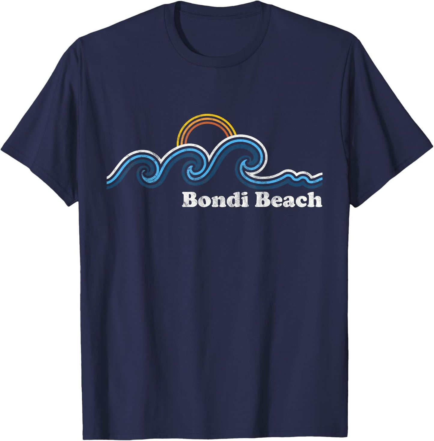 Bondi Beach Australia Sufing Waves Sunset Beach Vintage Men Women T-Shirt - T-Shirt | Navy