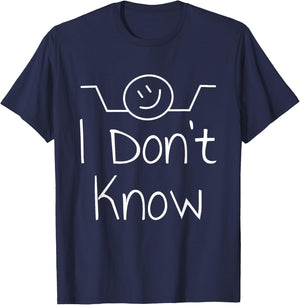 I Don't Know Hand Drawn Shrug Funny Men Women T-Shirt - T-Shirt | Navy