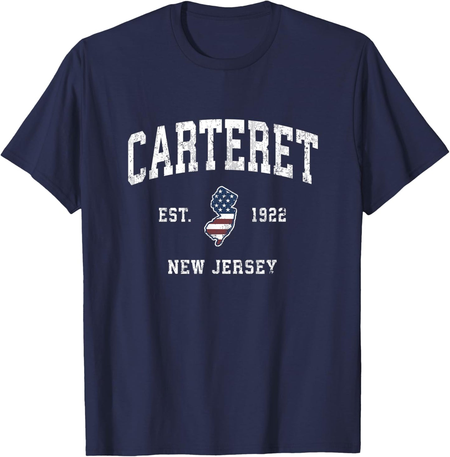 Carteret New Jersey NJ Vintage American Flag Sports Design T-Shirt - T-Shirt | Navy