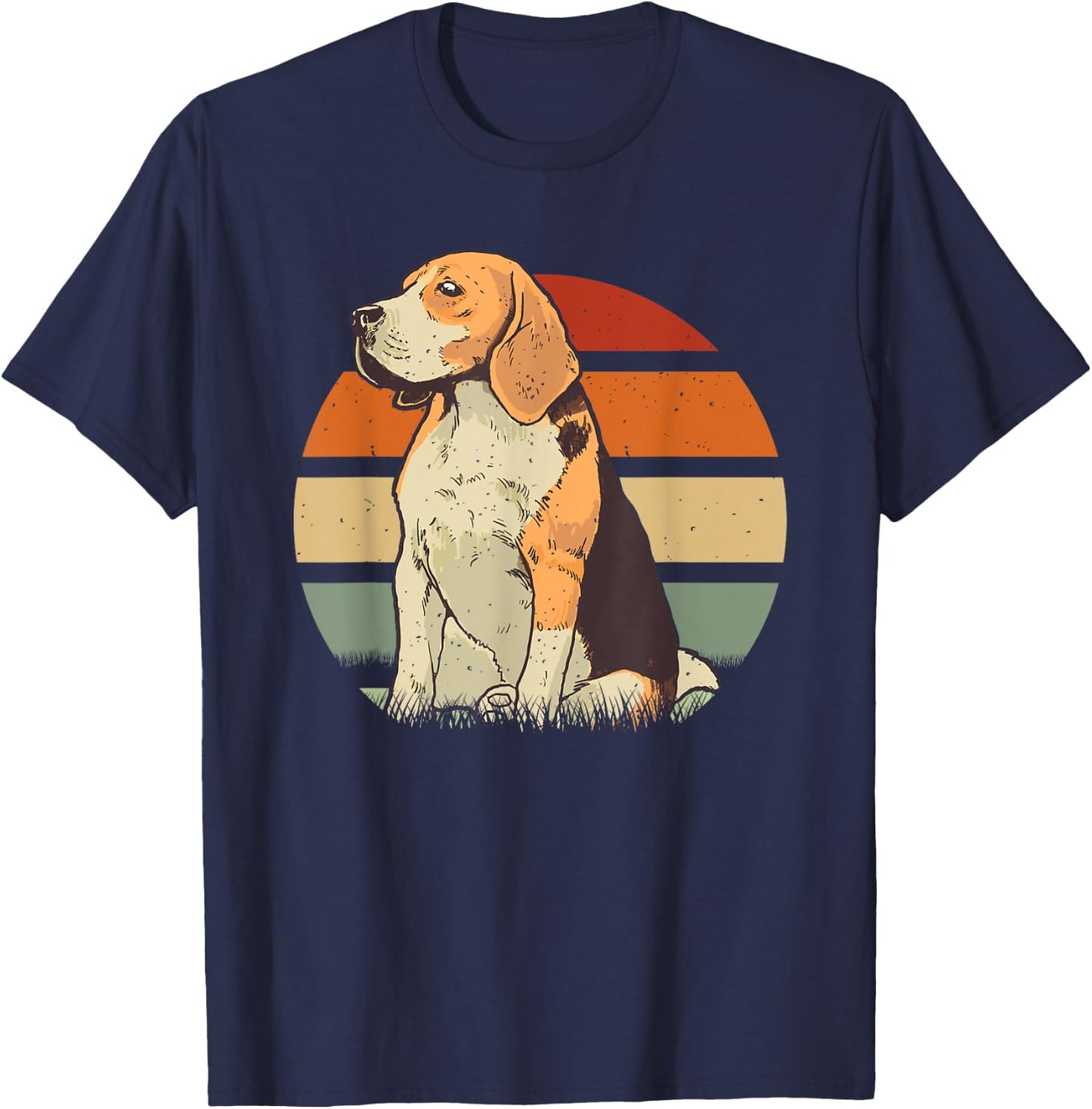 Beagle Retro Sunset Dog Pet Men Women Girls Kids T-Shirt - T-Shirt | Navy