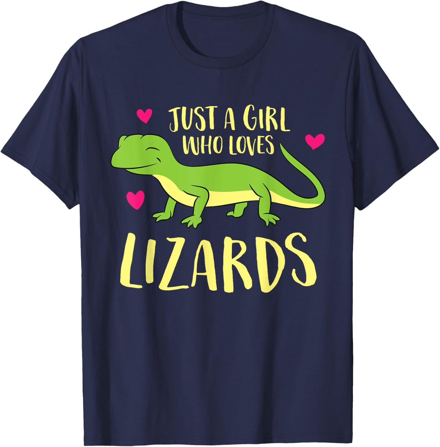 Just A Girl That Loves Lizards Cute Lizard Girl T-Shirt - T-Shirt | Navy