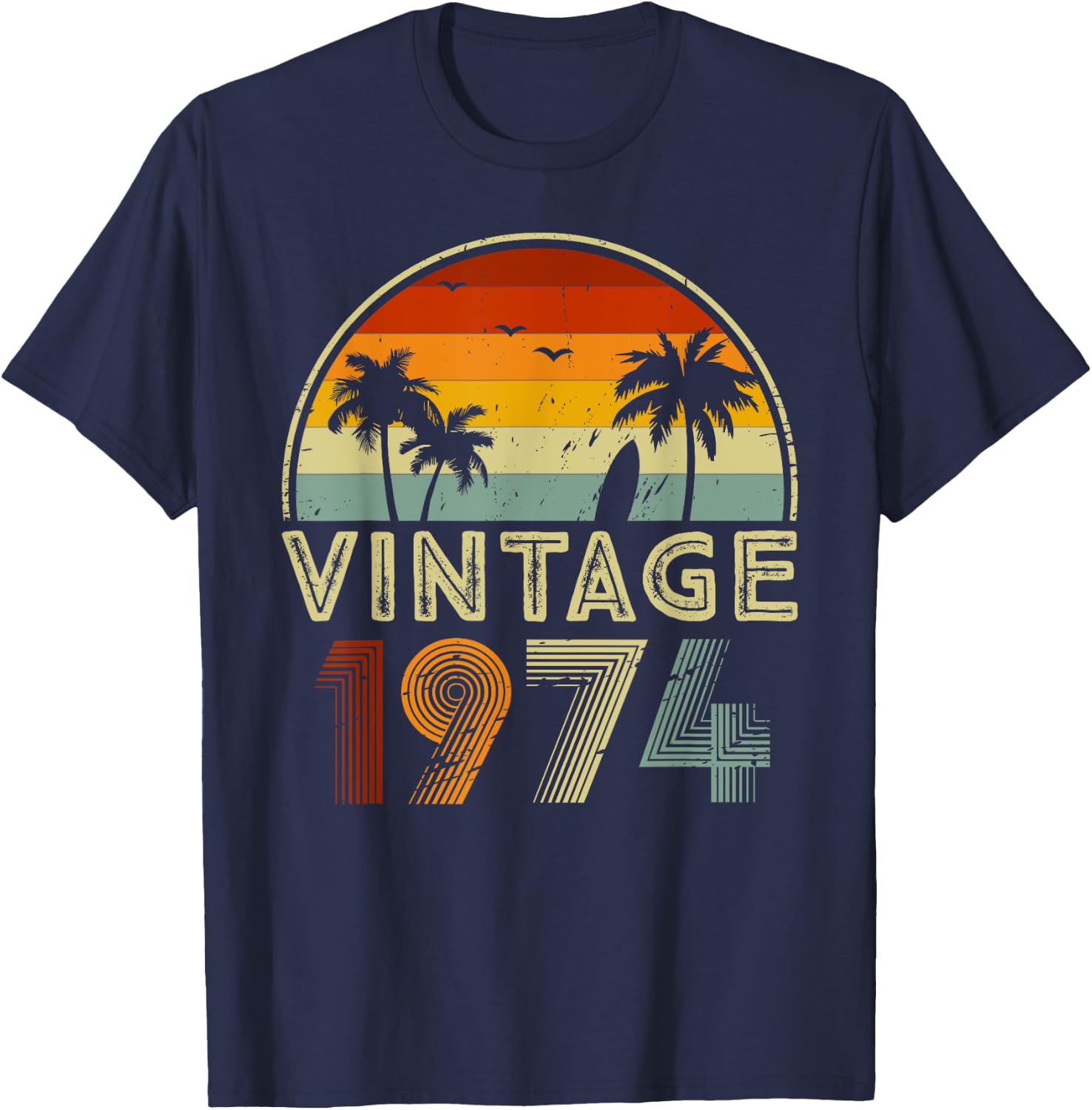 51st Birthday Shirt for 51 Years Old Retro Vintage 1974 Bday T-Shirt - T-Shirt | Navy