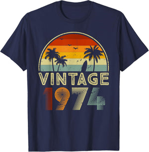 51st Birthday Shirt for 51 Years Old Retro Vintage 1974 Bday T-Shirt - T-Shirt | Navy