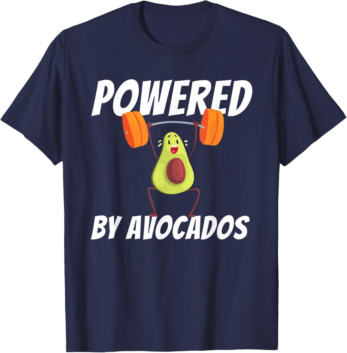 Powered By Avocados Barbell Gym - Avocado Lover & Guacamole T-Shirt - T-Shirt | Navy
