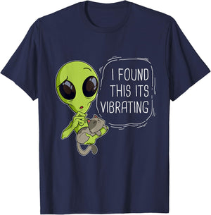 Funny I Found This Its Vibrating Alien Ufo Cat Vibrator Meow Men Women Girls Kids T-Shirt - T-Shirt | Navy