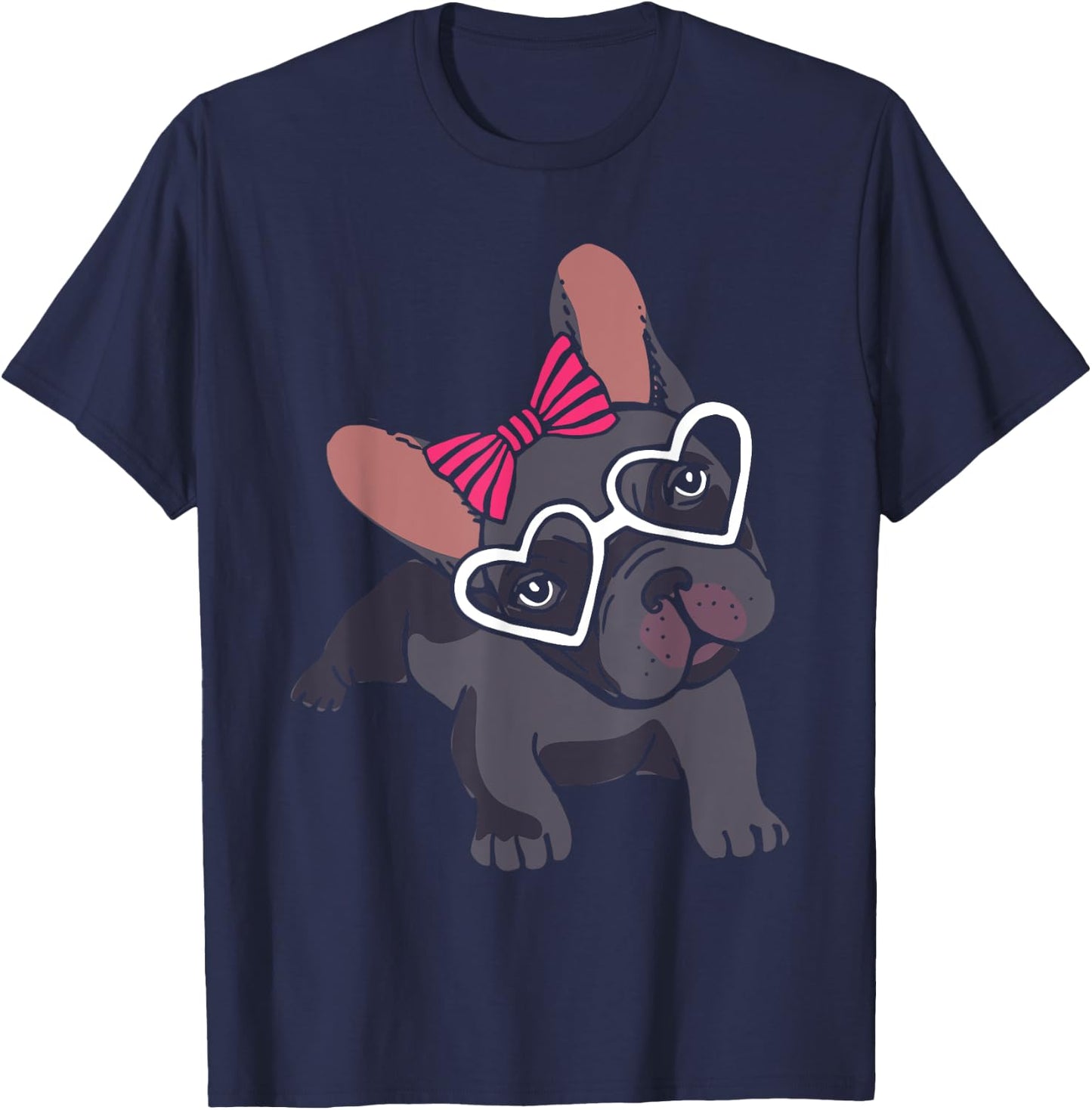 Cute Frenchie Girls Women Gift Pet Animal French Bulldog T-Shirt - T-Shirt | Navy