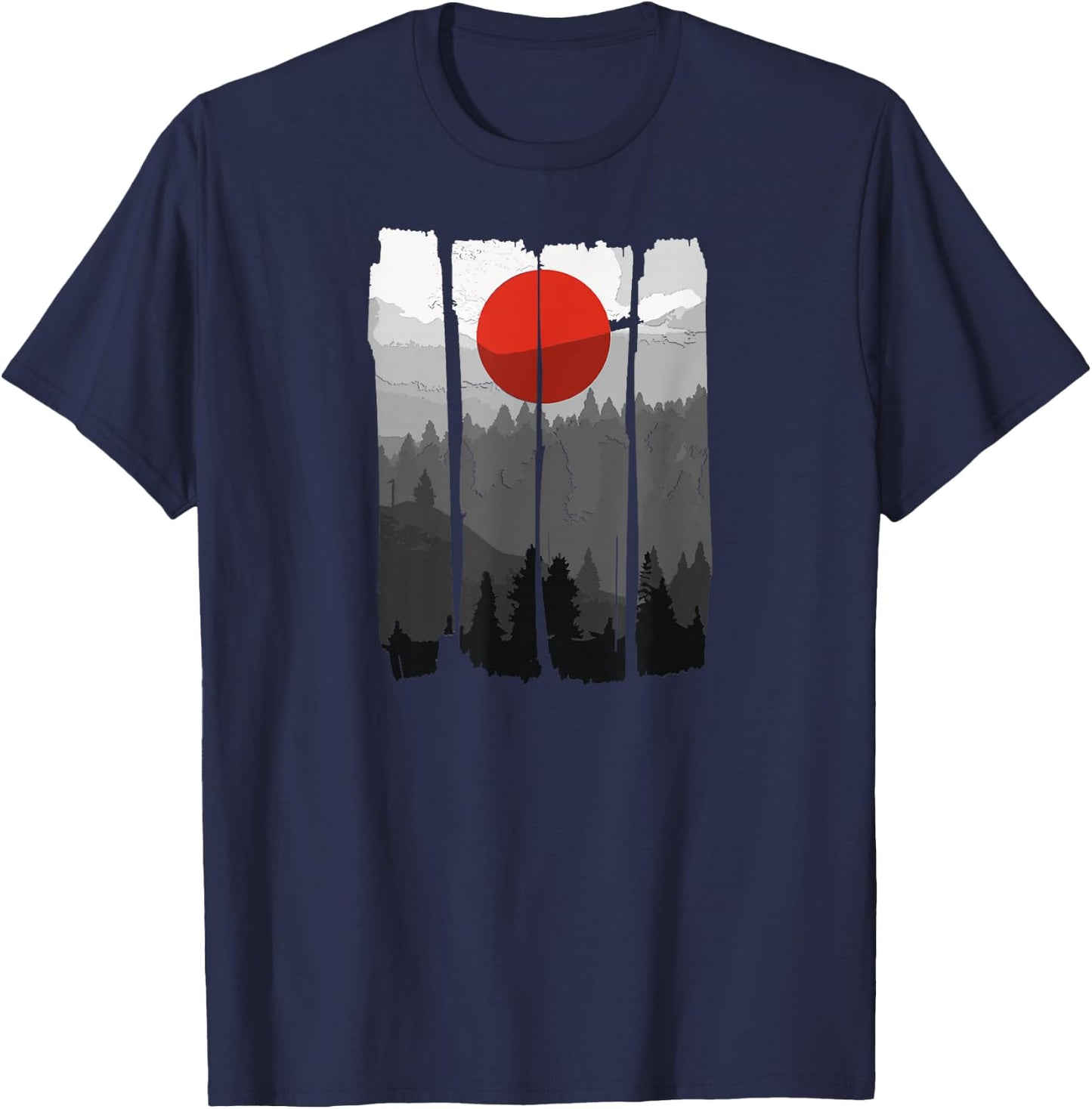 Japanese Sunrise Art Nature Japan Holiday T-Shirt - T-Shirt | Navy