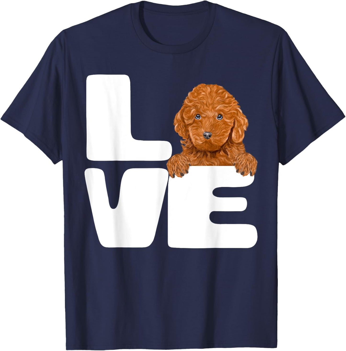 I Love My Brown Poodle Dog Lover Women Girls Kids T-Shirt - T-Shirt | Navy