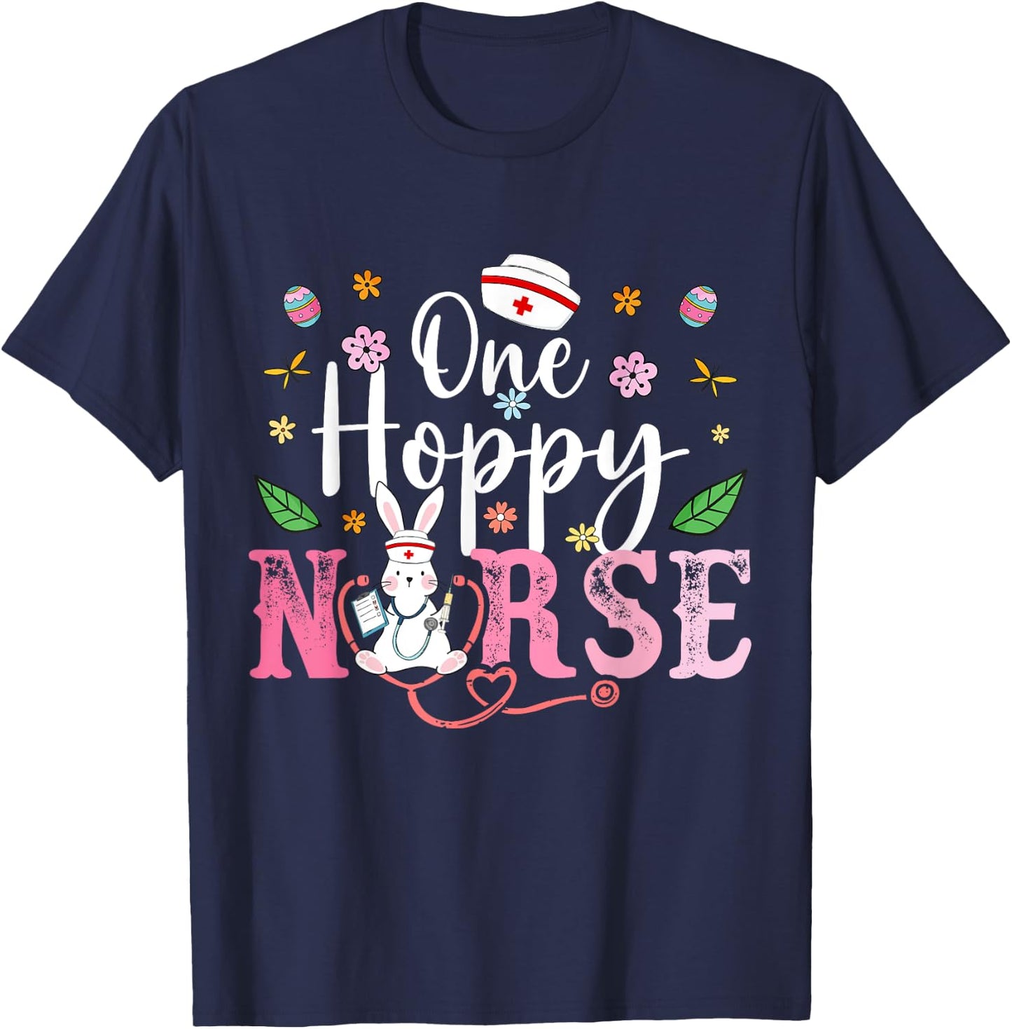 Nurse Squad Nurse Life Stethoscope Easter Bunny Easter Day T-Shirt - T-Shirt | Navy