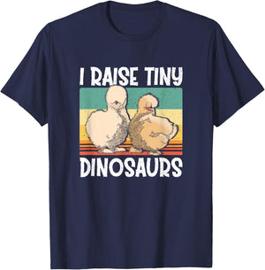 Retro Vintage I Raise Tiny Dinosaurs Silkie Chicken Lover T-Shirt - T-Shirt | Navy