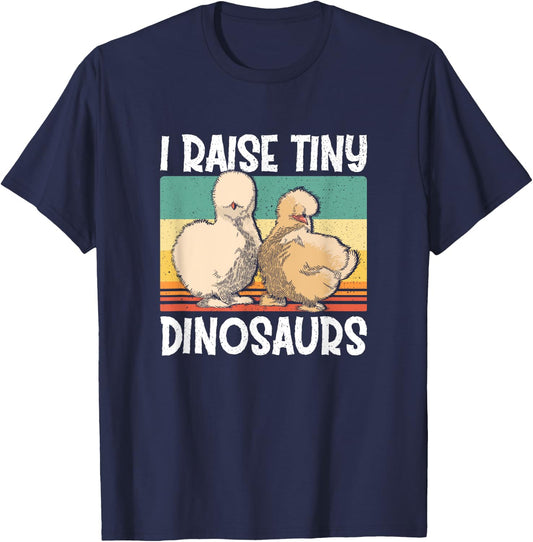 Retro Vintage I Raise Tiny Dinosaurs Silkie Chicken Lover T-Shirt - T-Shirt | Navy