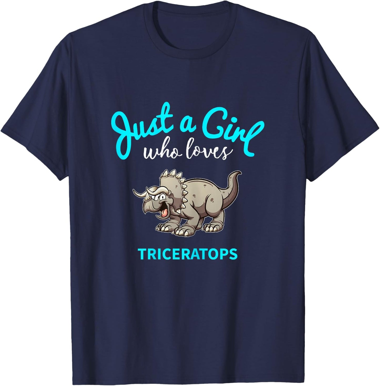 Triceratops Jersey for Girls | Children's Triceratops T-Shirt - T-Shirt | Navy