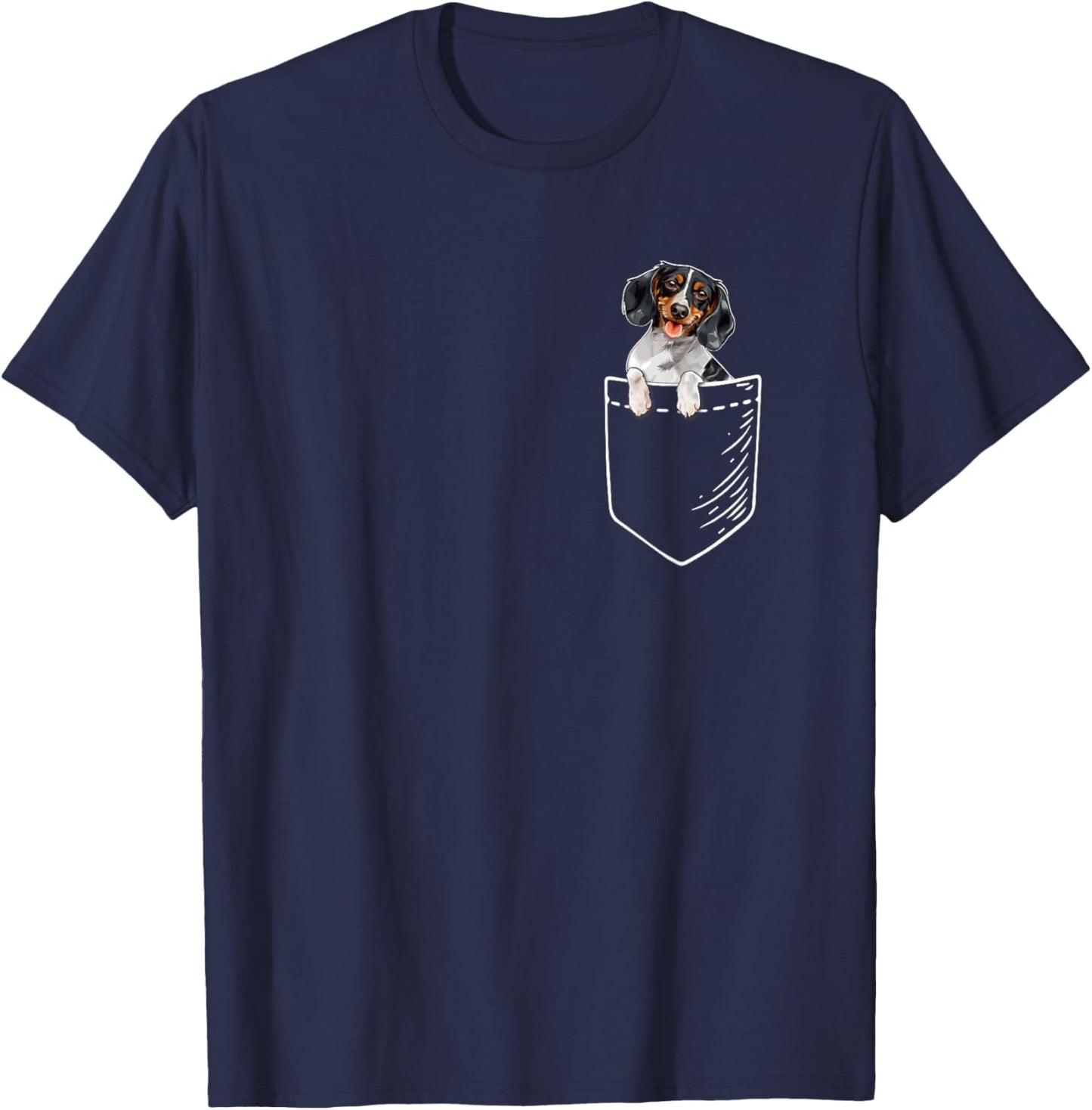 Funny Kids Pocket Piebald Dachshund Lover T-Shirt - T-Shirt | Navy