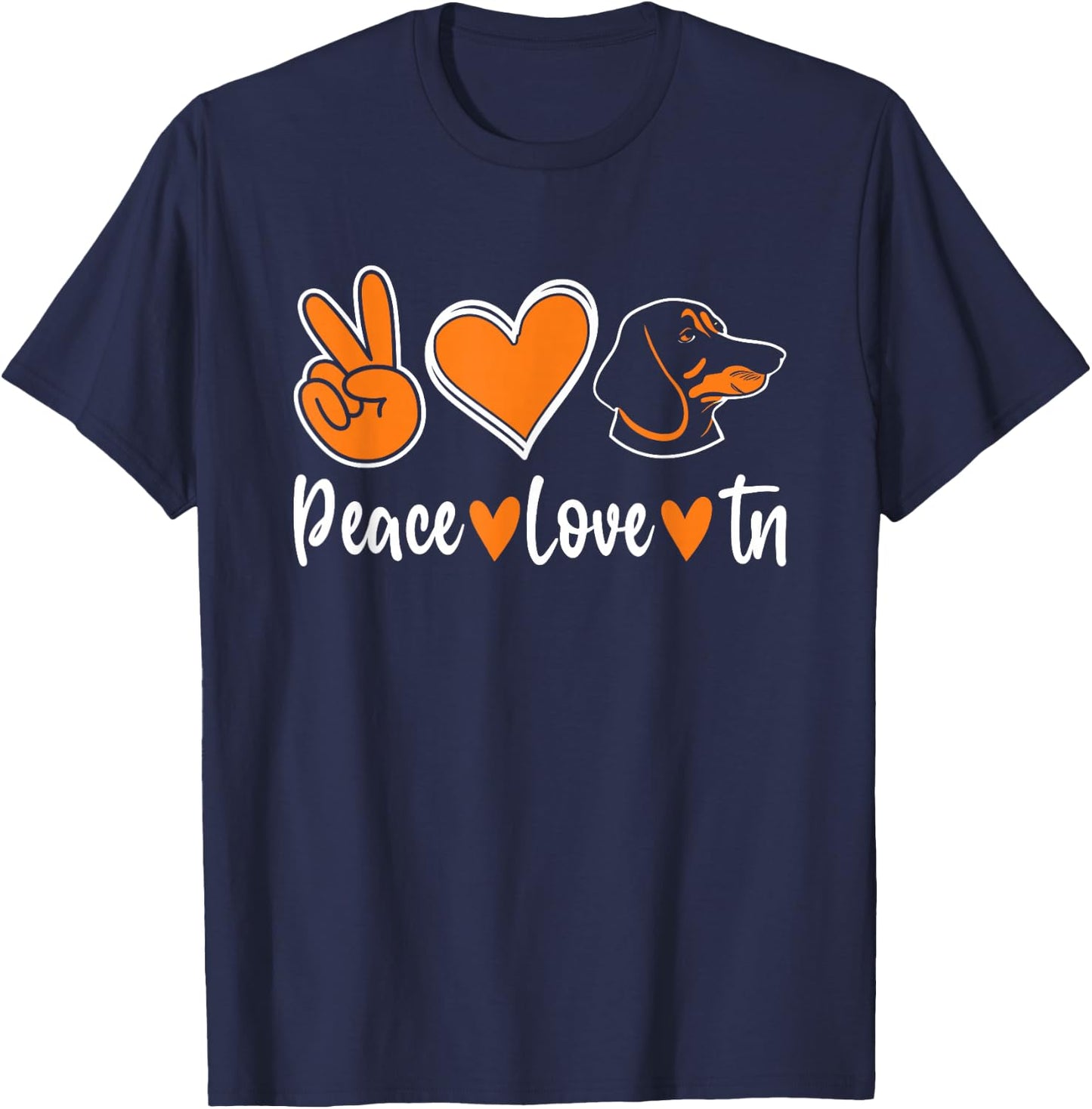 Peace Love Tn Hound Orange Tennessee Dog Lover T-Shirt - T-Shirt | Navy
