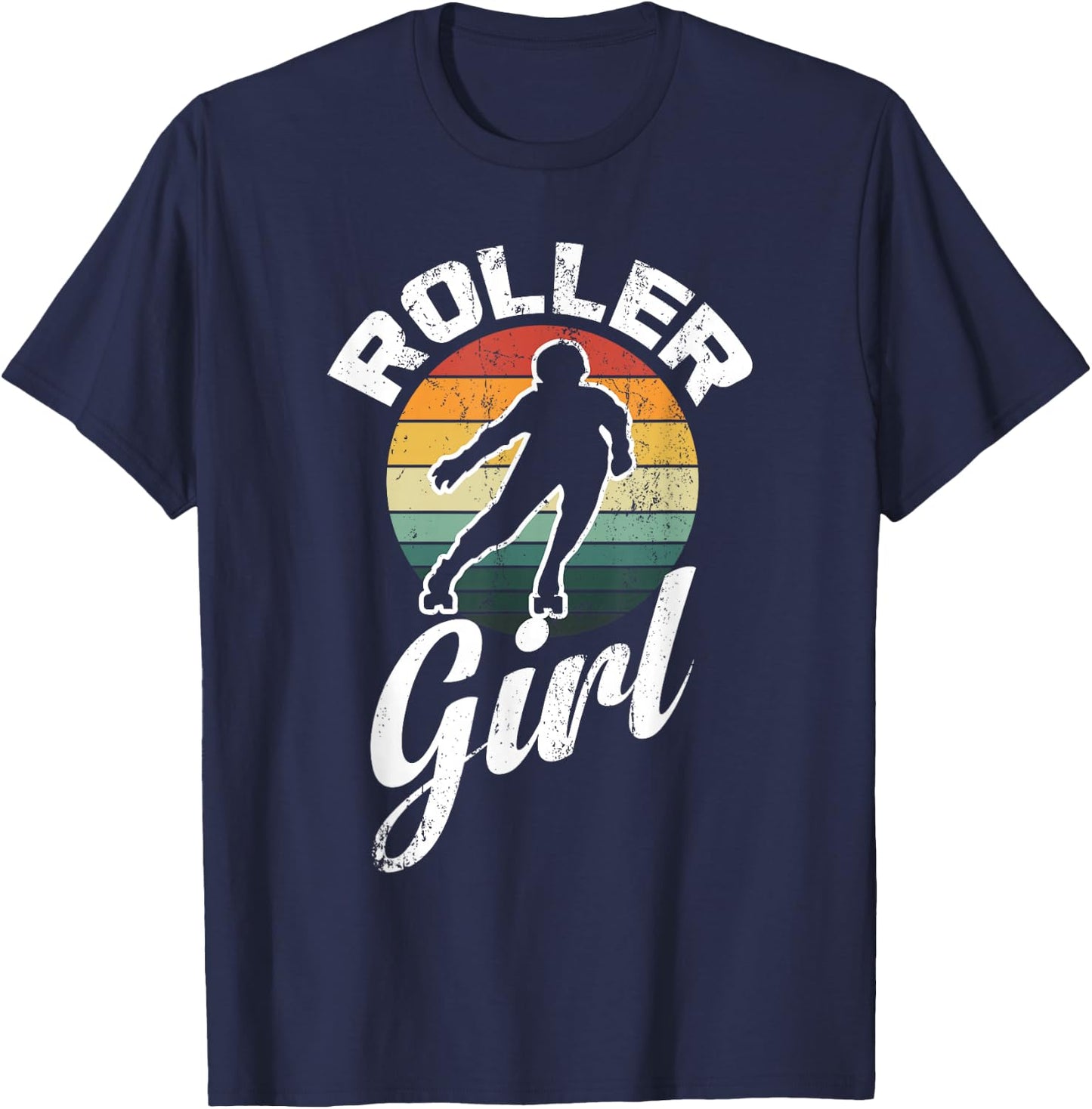 Funny Roller Girl Skating Derby 70's 80's Retro Skater Gifts T-Shirt - T-Shirt | Navy