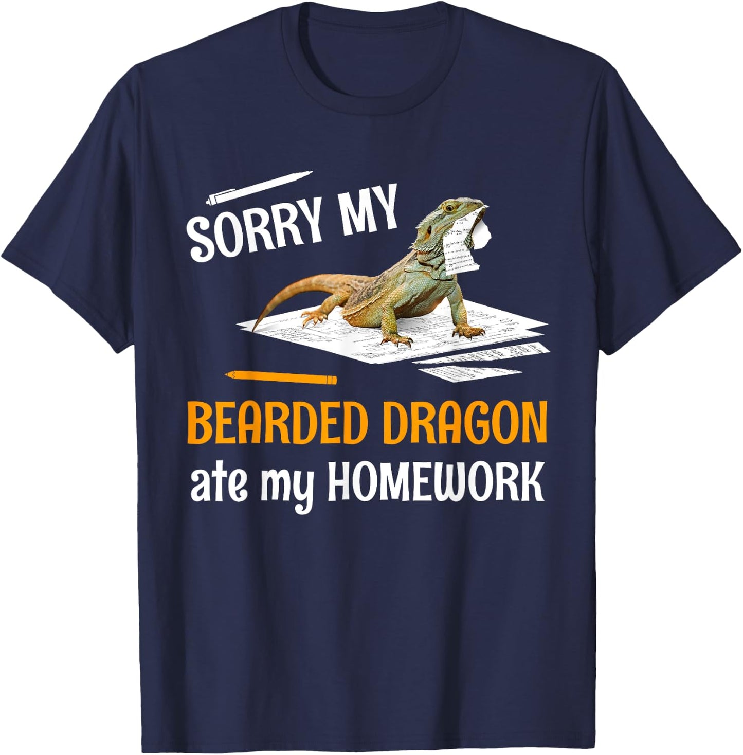 Sorry My Bearded Dragon Ate My Homework Teacher Student Women Kids T-Shirt - T-Shirt | Navy
