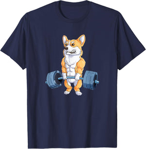 Buff Power Lifting Corgi Bodybuilder. T-Shirt - T-Shirt | Navy