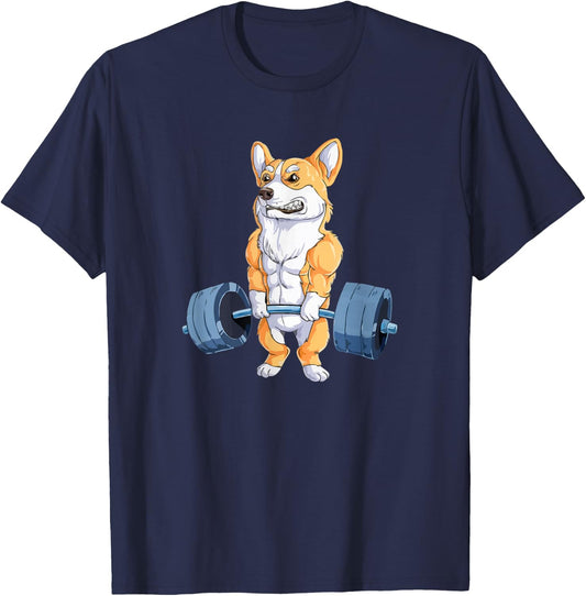 Buff Power Lifting Corgi Bodybuilder. T-Shirt - T-Shirt | Navy