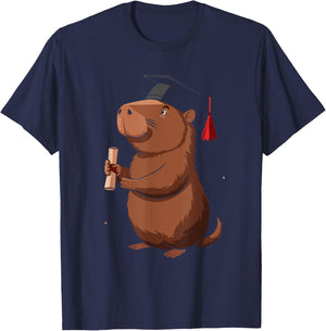 Funny Capybara Graduation Class of 2024 Graduate Hat T-Shirt - T-Shirt | Navy