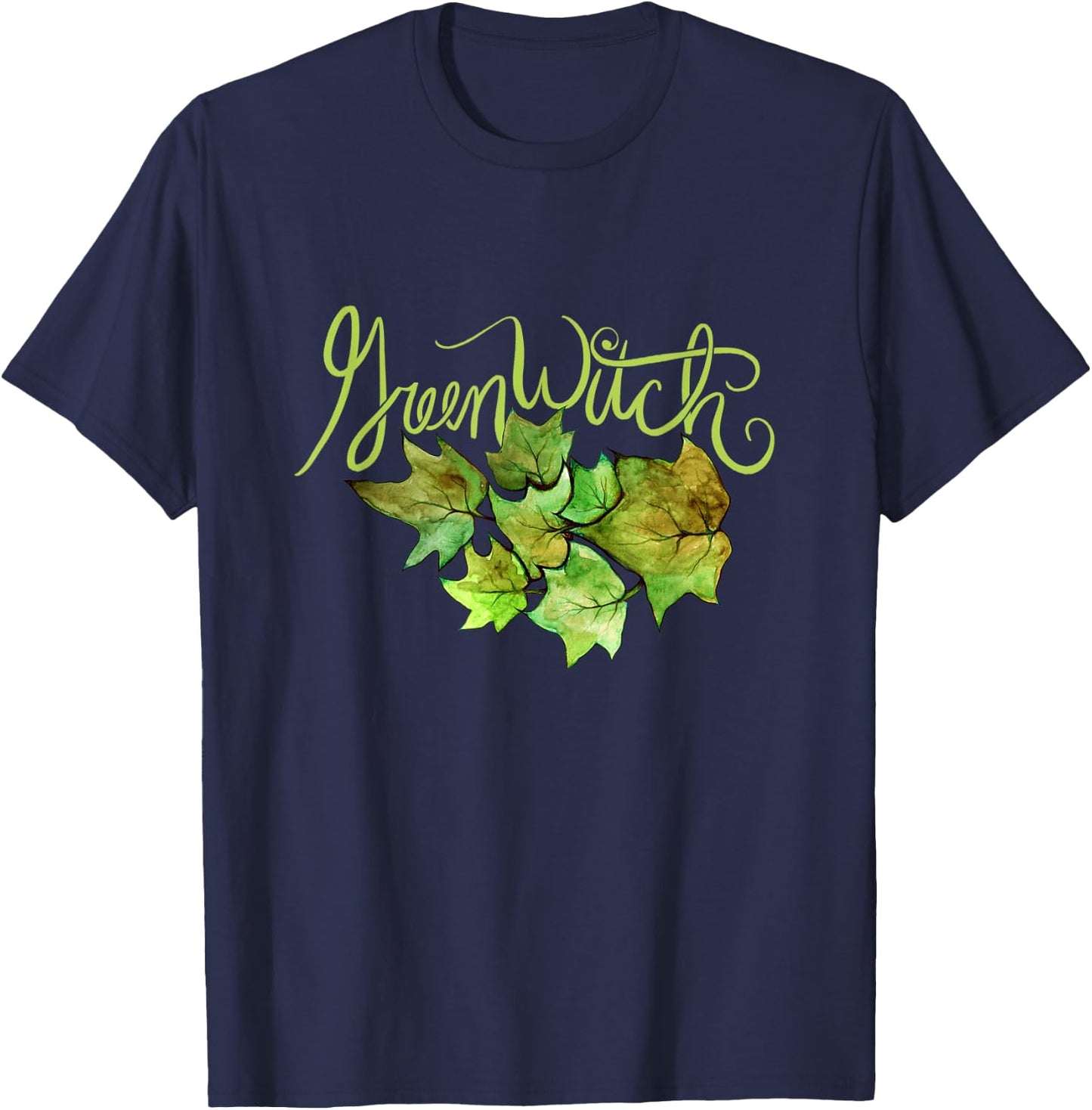 Green Witch Ivy Leaves Design Natures T-Shirt - T-Shirt | Navy