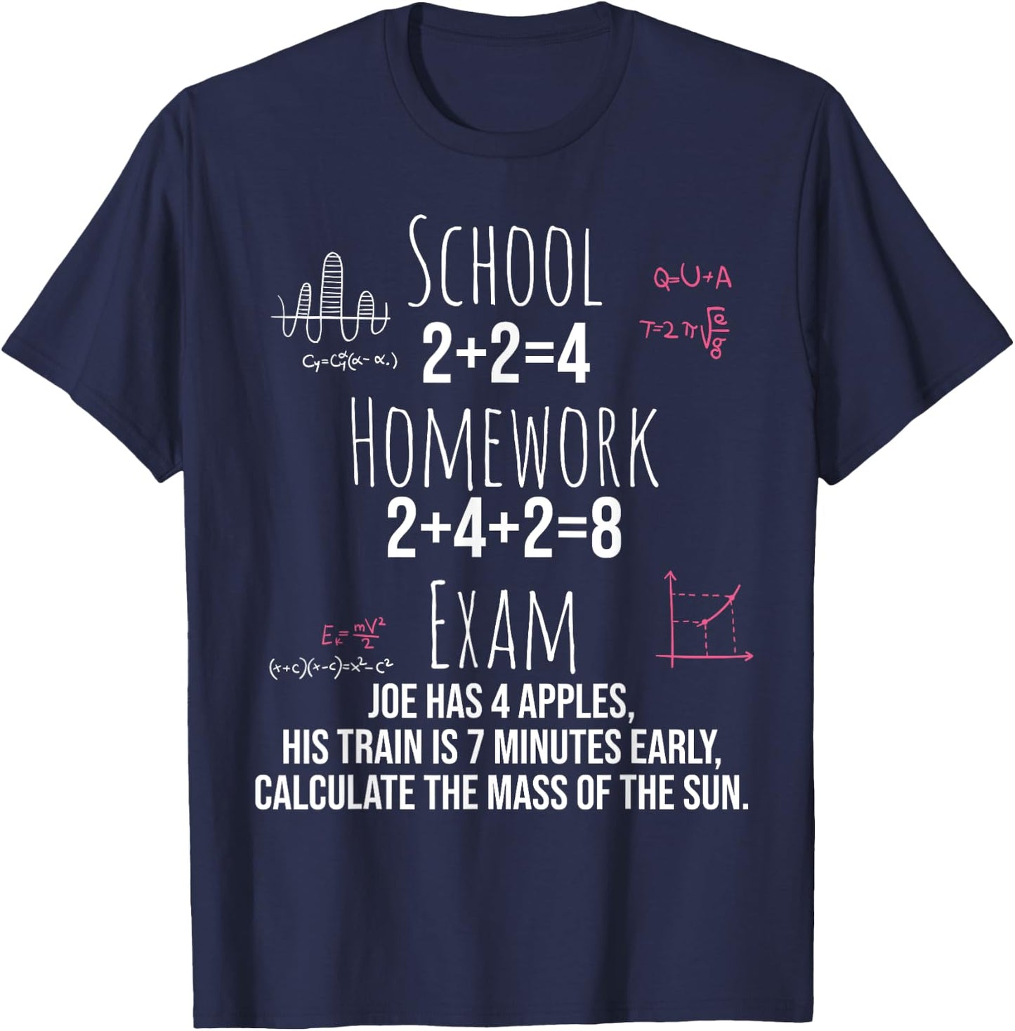 Funny Math Gift Teen Girls Tween Women Teacher College Small T-Shirt - T-Shirt | Navy