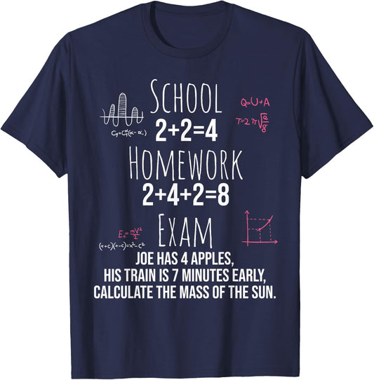 Funny Math Gift Teen Girls Tween Women Teacher College Small T-Shirt - T-Shirt | Navy