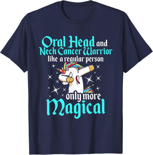 Oral Head Neck Cancer Survivor Unicorns Awareness Warrior T-Shirt - T-Shirt | Navy
