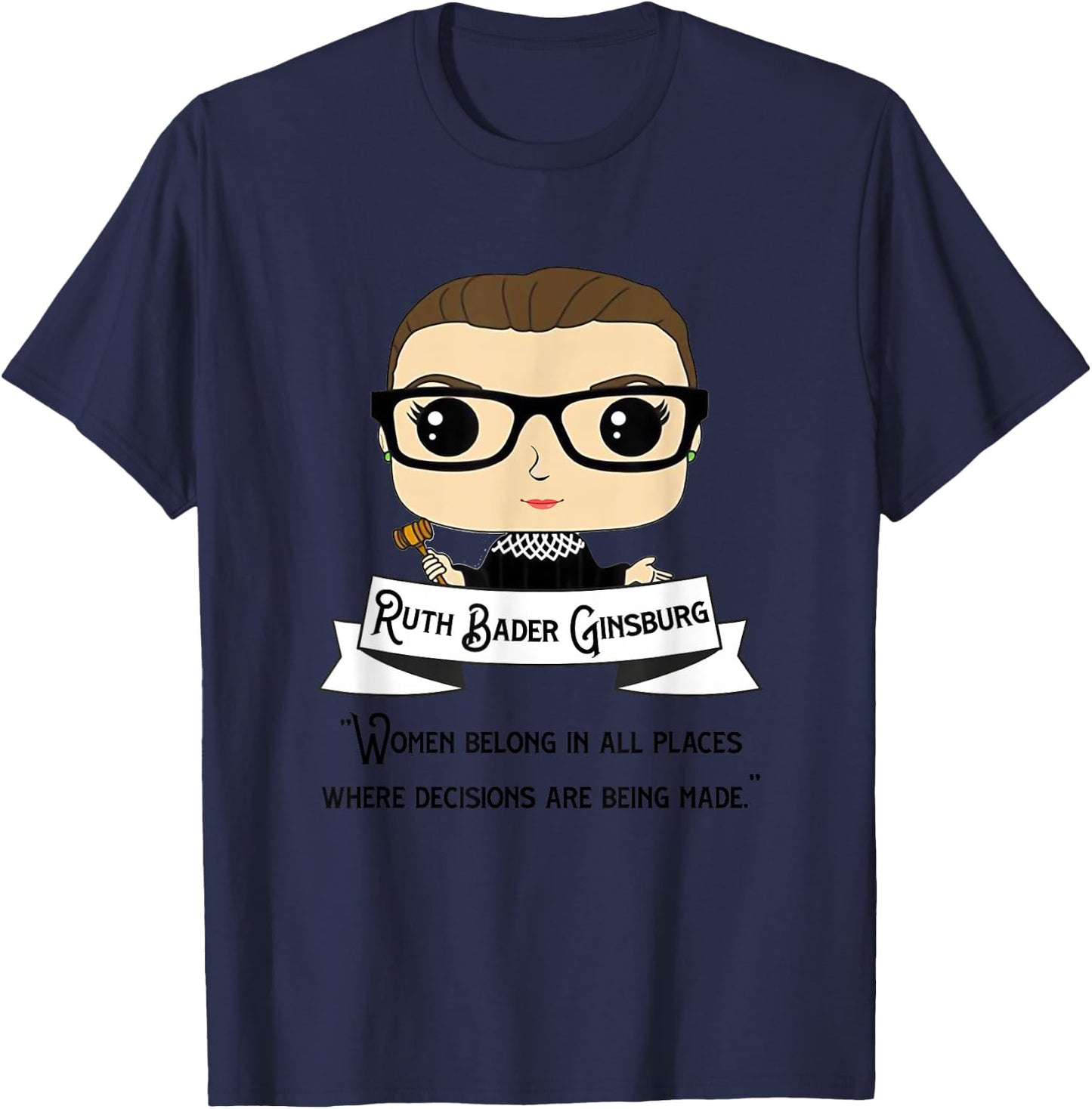 Cute RBG Ruth Bader Ginsburg - Be Independent T-Shirt - T-Shirt | Navy