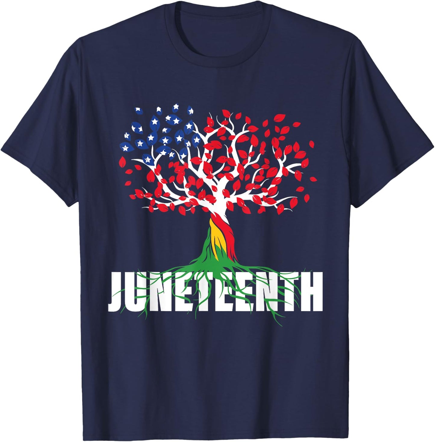 American Grown African Root Tree Juneteenth Black Freedom T-Shirt - T-Shirt | Navy