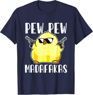 Pew Pew Madafakas Crazy Chicken Gun Funny Gifts T-Shirt - T-Shirt | Navy