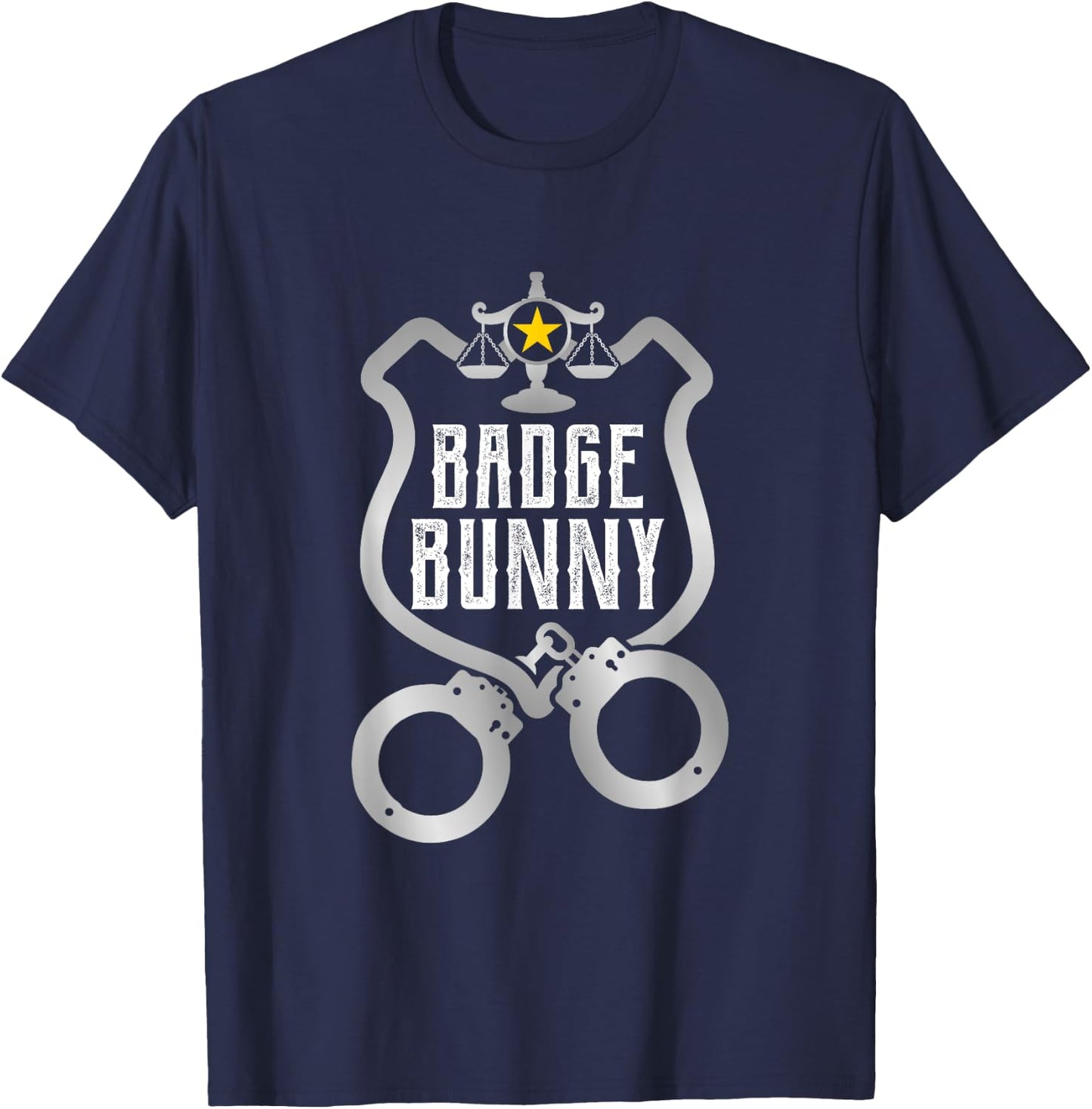 Funny Badge Police Hand Cuffs Bunny Law Enforcement T-Shirt - T-Shirt | Navy