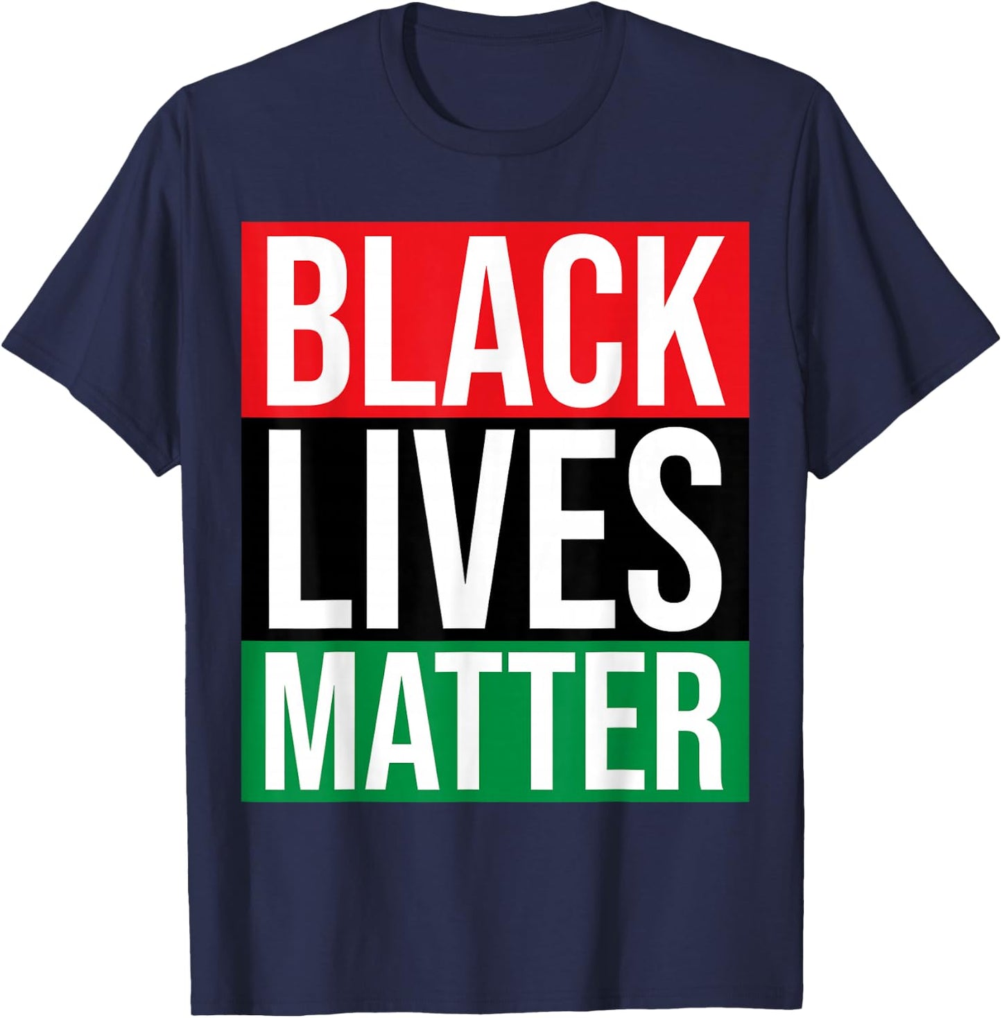 Black Lives Matter Shirt BLM with Pan-African Flag Colors T-Shirt - T-Shirt | Navy