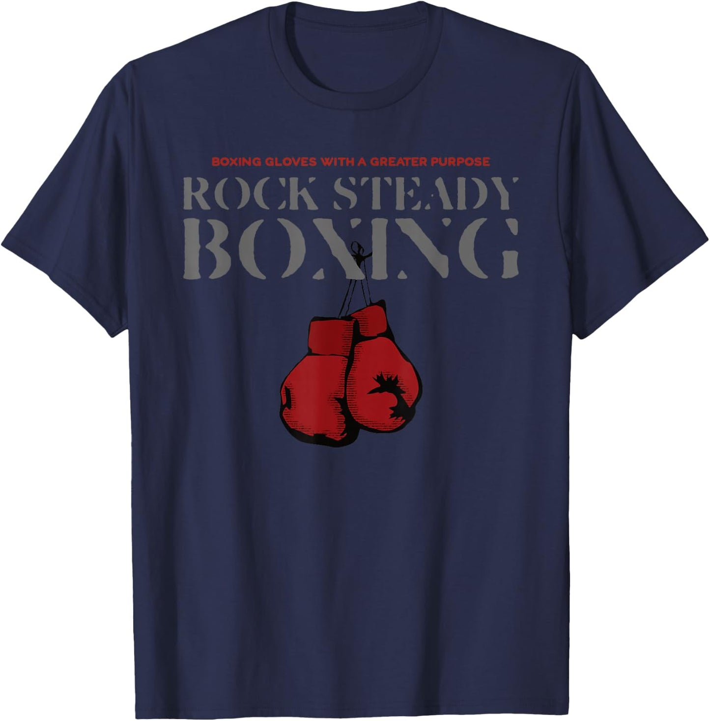 Rock Steady Boxing Gloves With A Greater Purpose Parkinson's T-Shirt - T-Shirt | Navy