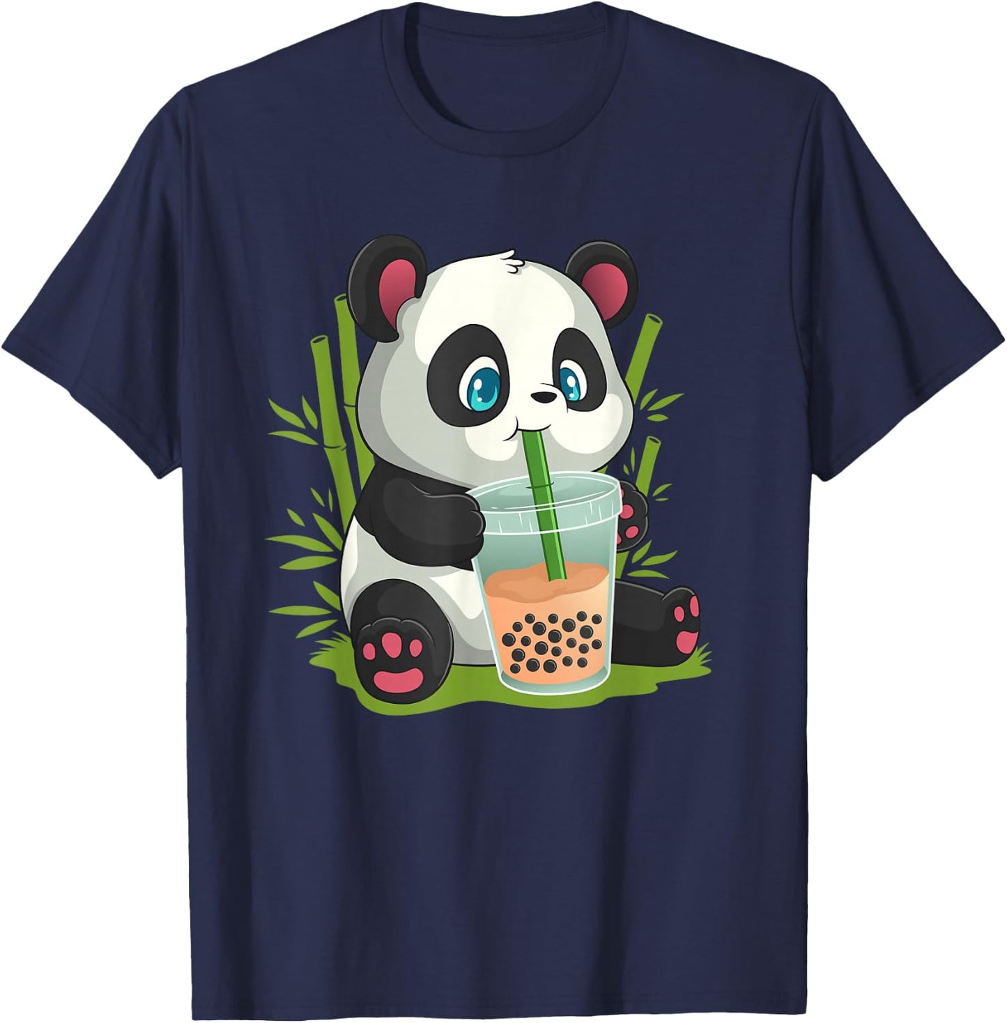 Kawaii Cute Anime Panda Otaku Japanese Bubble Boba T-Shirt - T-Shirt | Navy