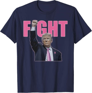 Fight Breast Survivor Trump Breast Cancer Awareness T-Shirt - T-Shirt | Navy