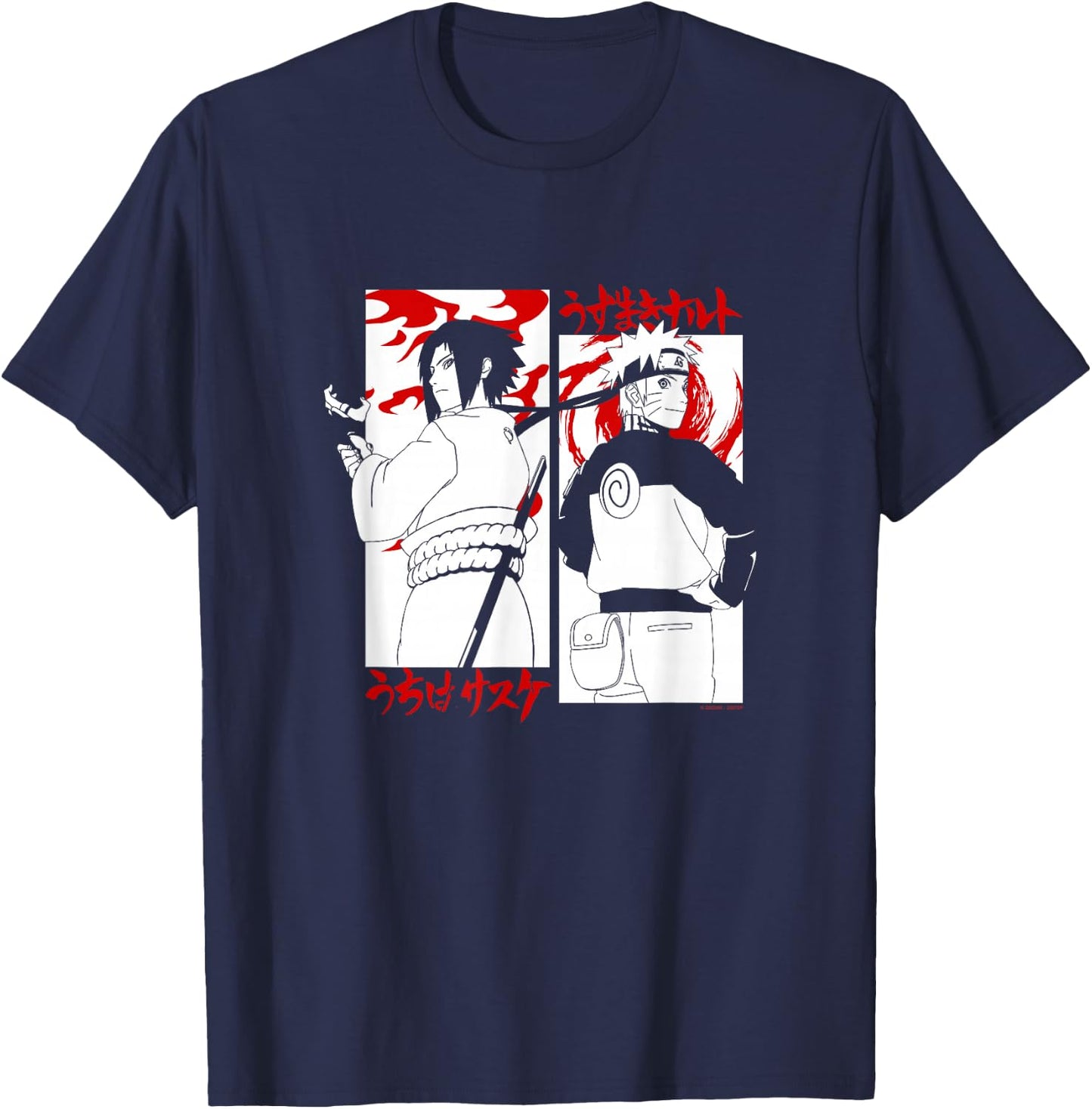 Naruto Shippuden Sasuke vs. Naruto Face Off Anime T-Shirt - T-Shirt | Navy