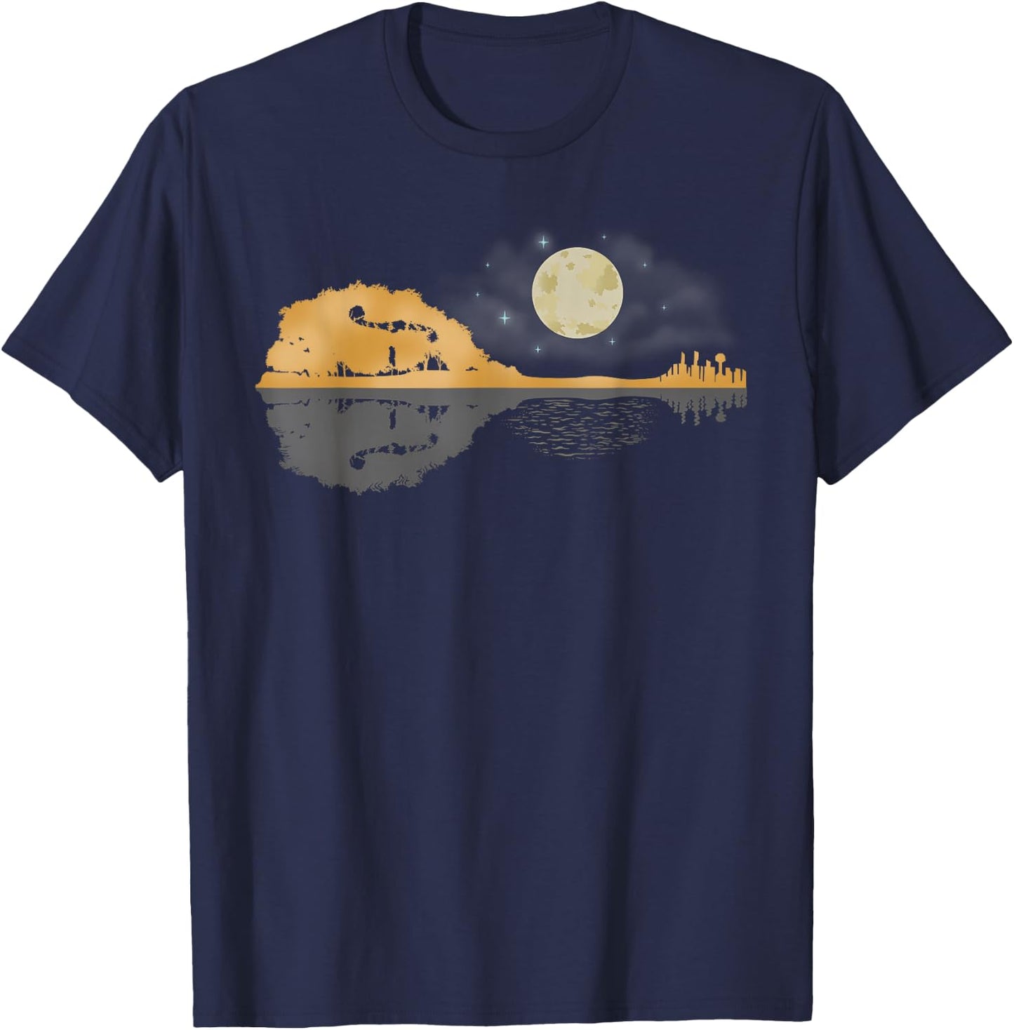 Mandolin Shirt Men Country Music Moon Bluegrass T-Shirt - T-Shirt | Navy