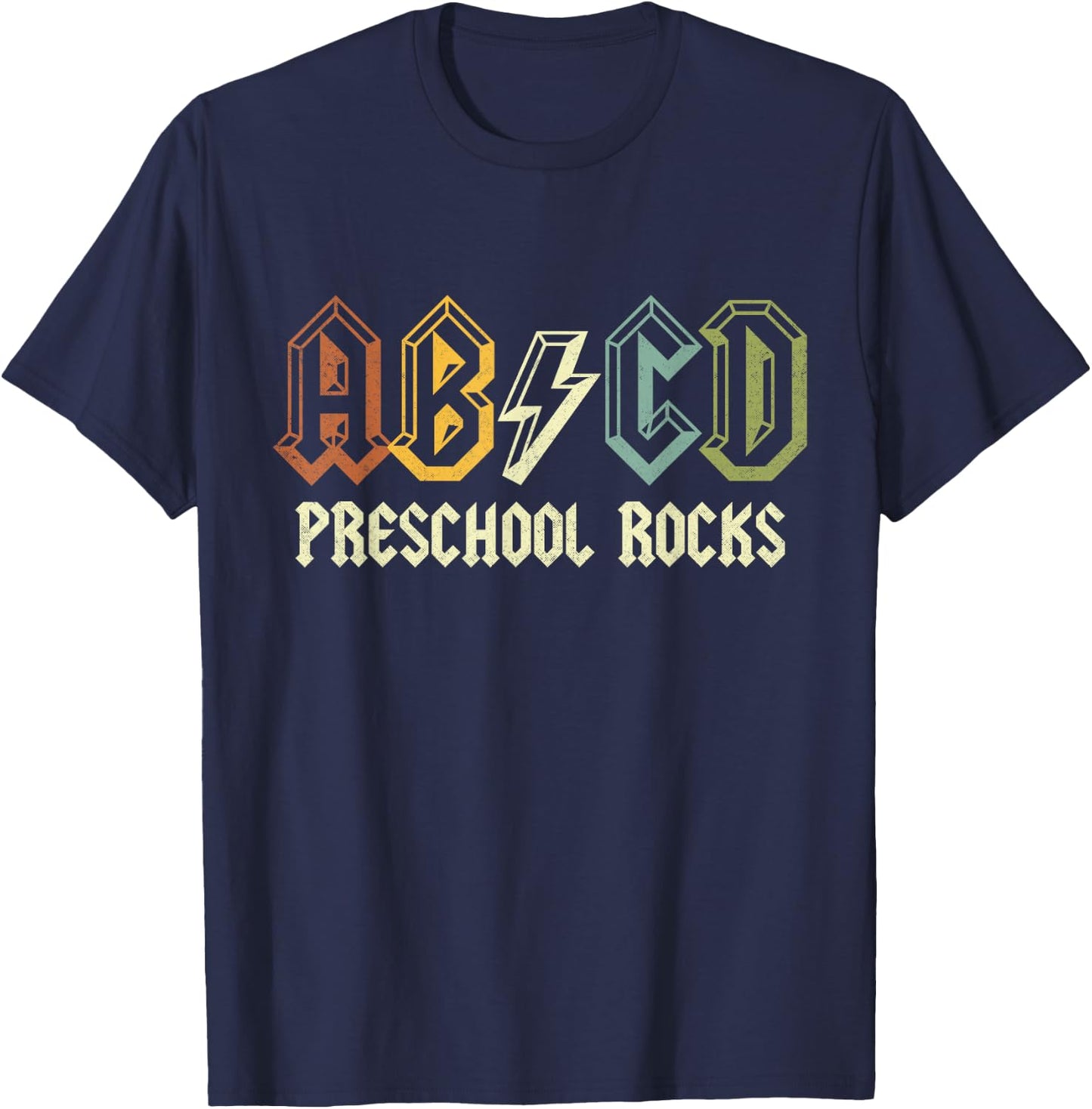 ABCD Rocks Back To School Preschool Rocks Funny Teacher T-Shirt - T-Shirt | Navy