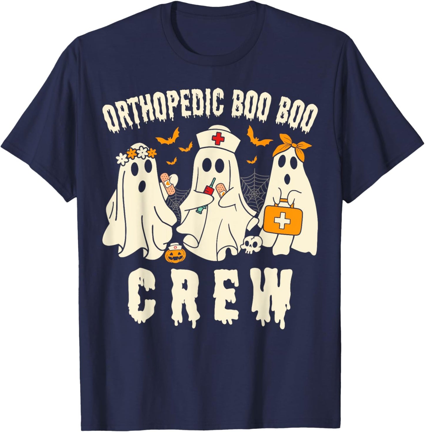 Orthopedic Boo Crew Ortho Nursing Halloween Ghost Costume T-Shirt - T-Shirt | Navy