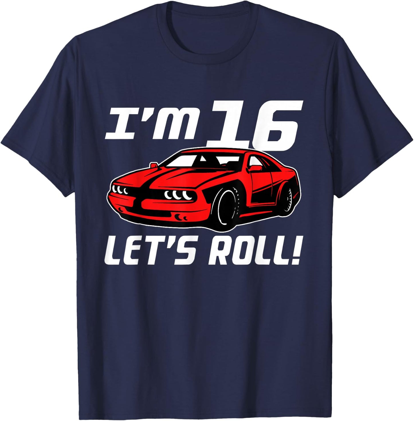 Funny 16th Birthday Gift Race Car Driver Boys 16 Years Old T-Shirt - T-Shirt | Navy