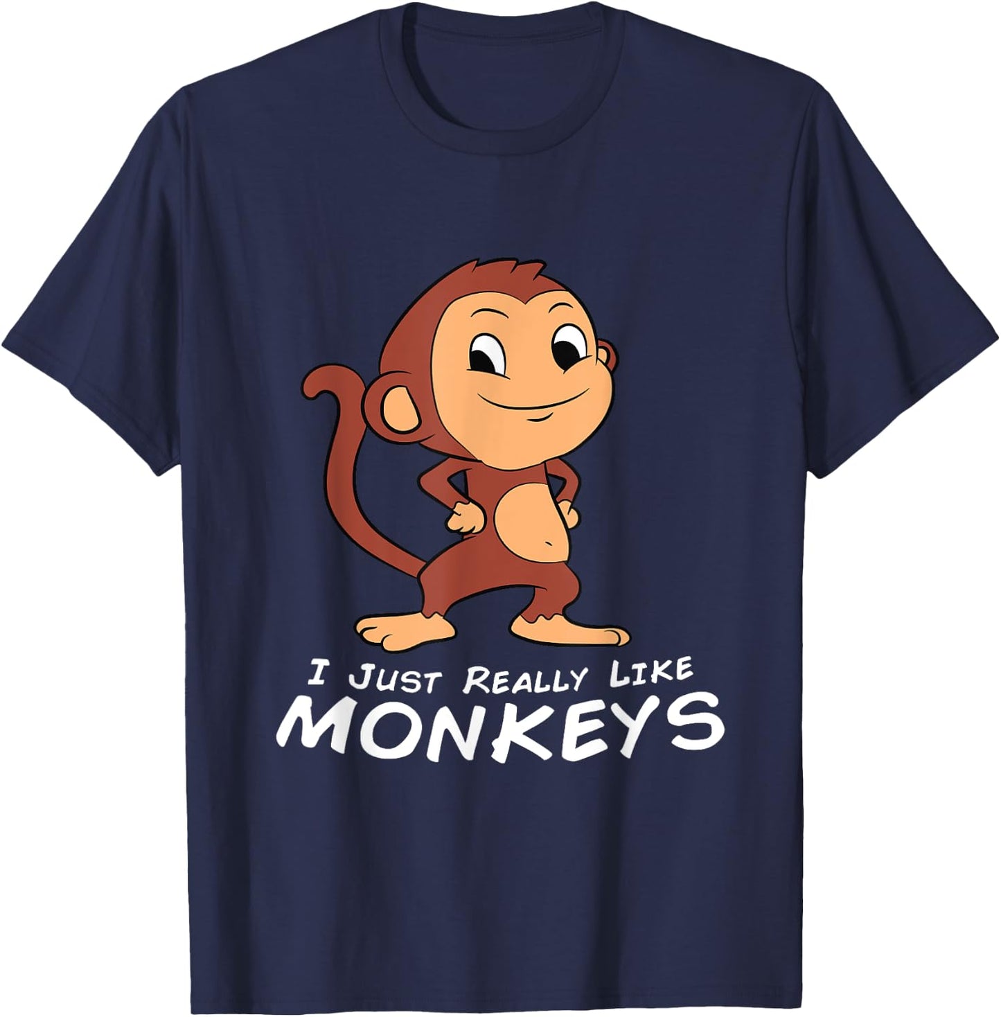I Just Really Like Monkeys Funny Monkey T-Shirt - T-Shirt | Navy