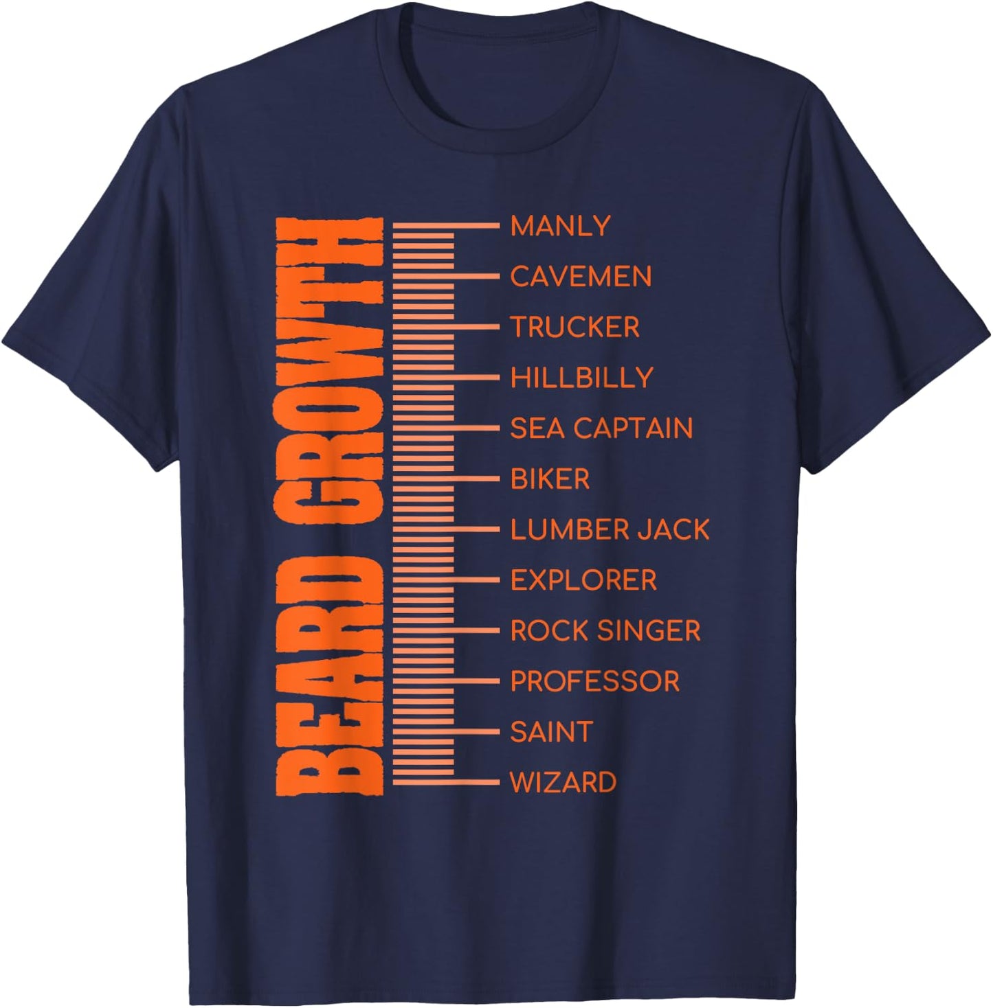 Beard Growth Size Chart Men's Facial Hair Funny Beard T-Shirt - T-Shirt | Navy