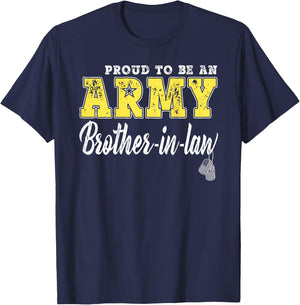 Proud Army Brother-In-Law US Flag Dog Tags Military Sibling T-Shirt - T-Shirt | Navy