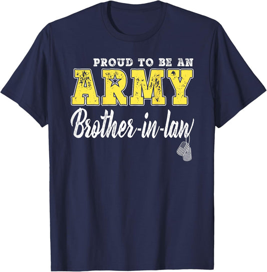 Proud Army Brother-In-Law US Flag Dog Tags Military Sibling T-Shirt - T-Shirt | Navy
