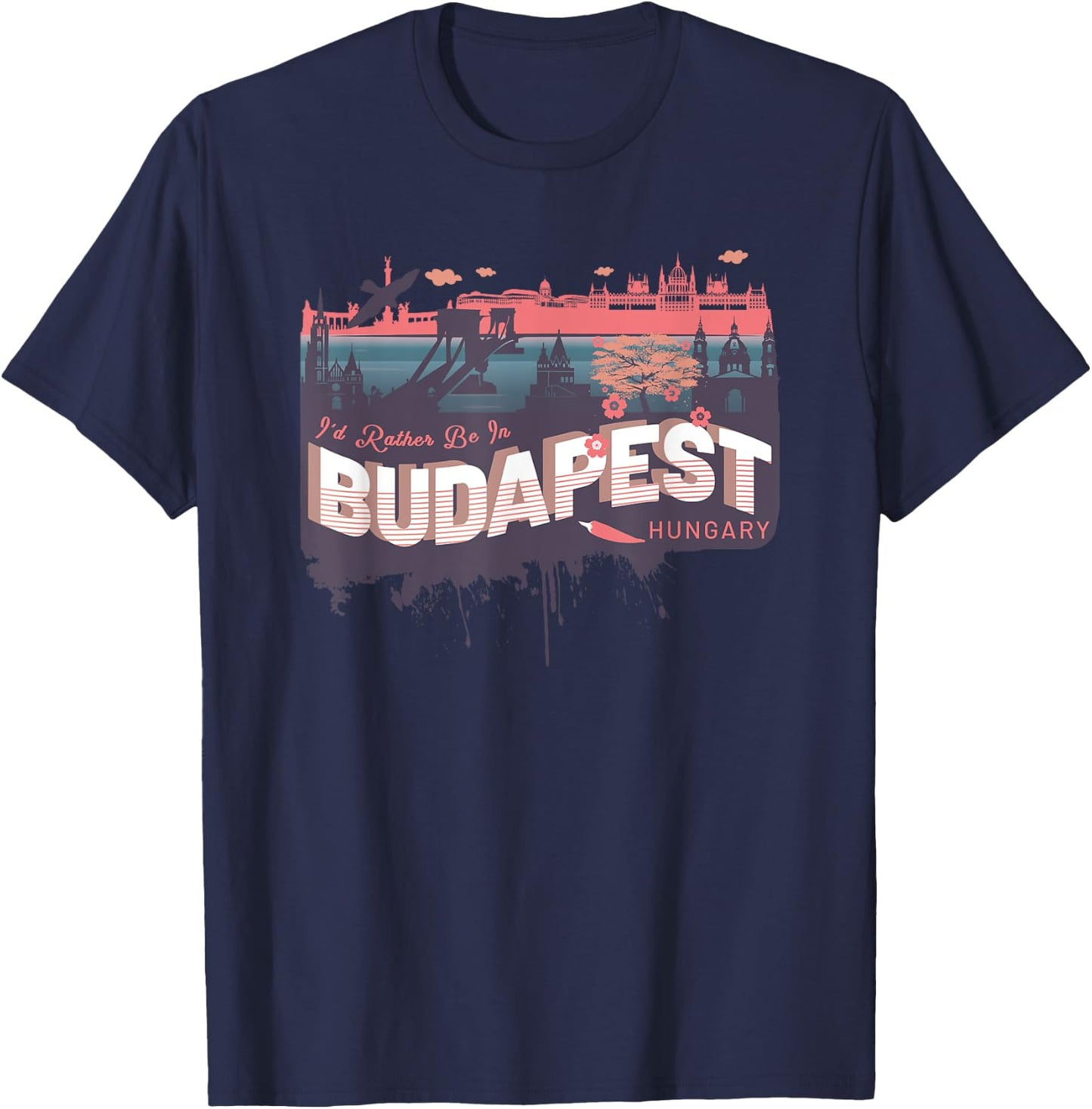 I'd Rather Be In Budapest Hungary Vintage Souvenir T-Shirt - T-Shirt | Navy