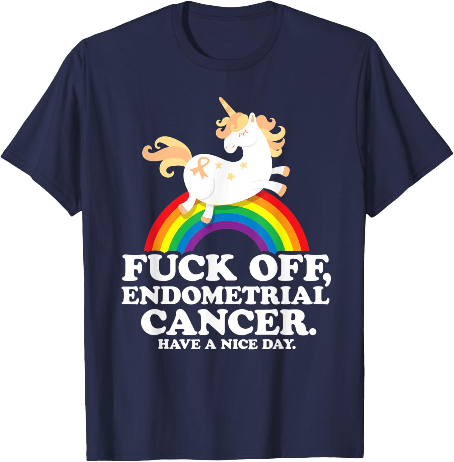 Endometrial Cancer Survivor Shirt | Fuck Endometrial Cancer T-Shirt - T-Shirt | Navy
