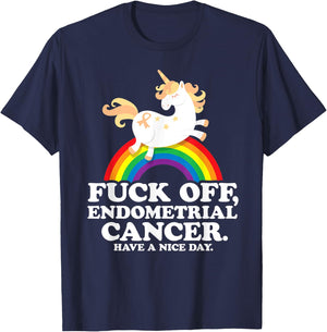 Endometrial Cancer Survivor Shirt | Fuck Endometrial Cancer T-Shirt - T-Shirt | Navy