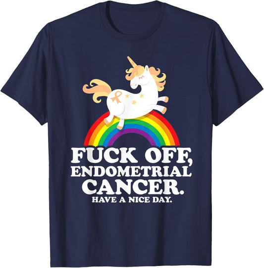 Endometrial Cancer Survivor Shirt | Fuck Endometrial Cancer T-Shirt - T-Shirt | Navy